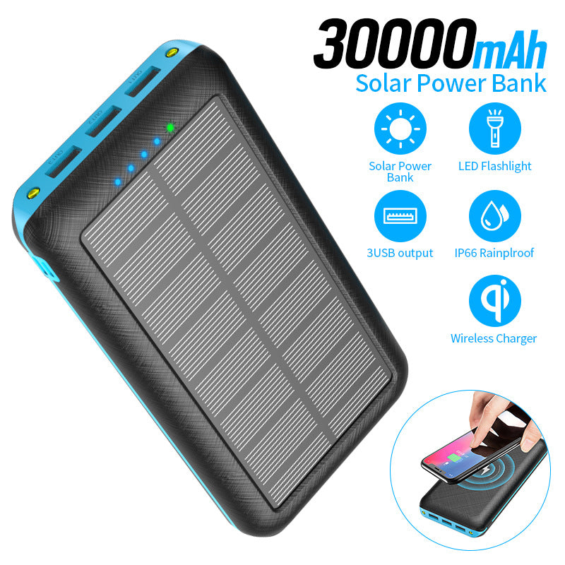 30000mAh Solar Power Bank with 3 USB Outputs