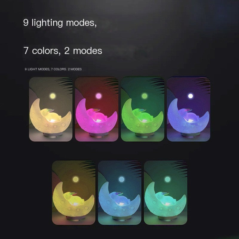 Rabbit Moon Lamp Bluetooth Speaker with Colorful Lights