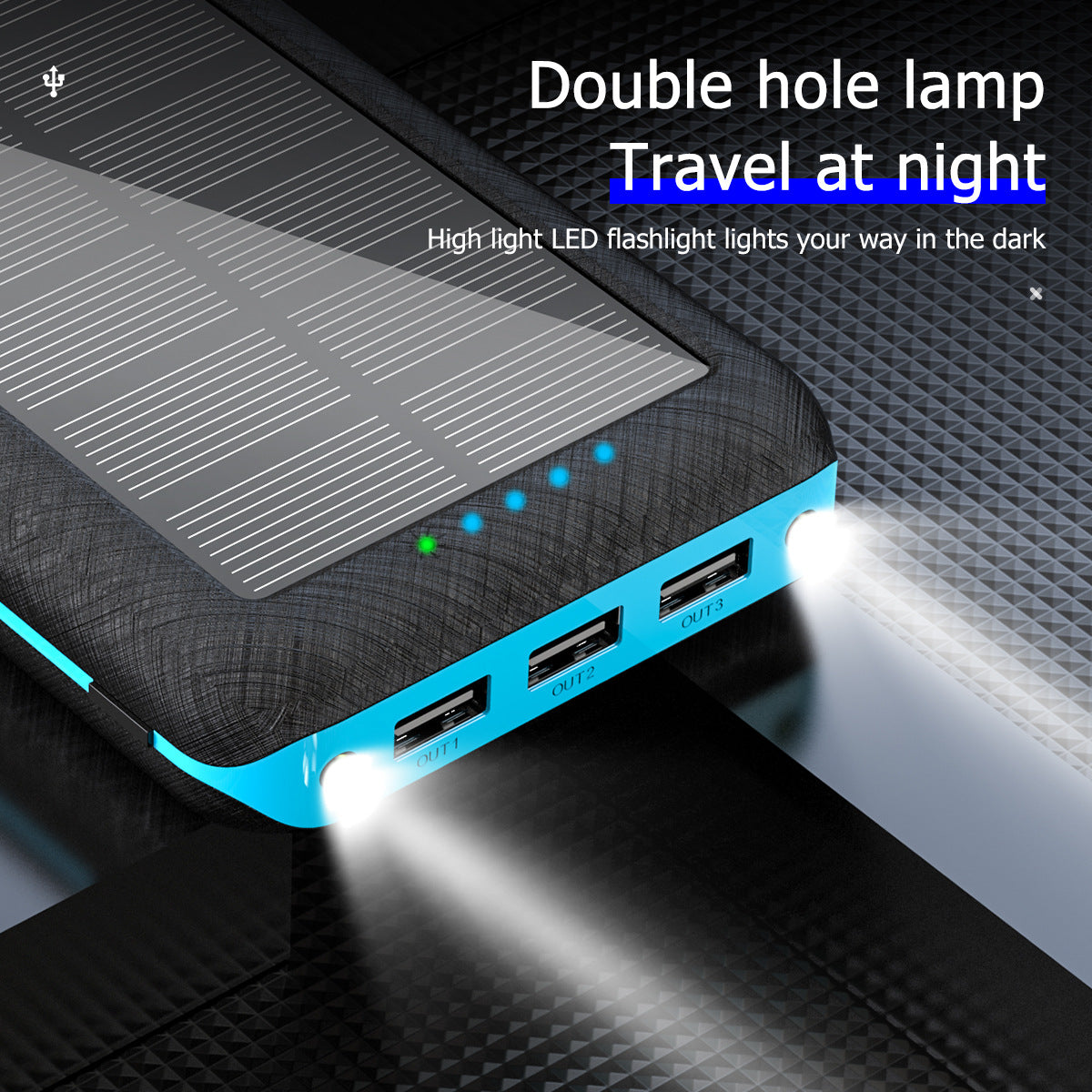 30000mAh Solar Power Bank with 3 USB Outputs