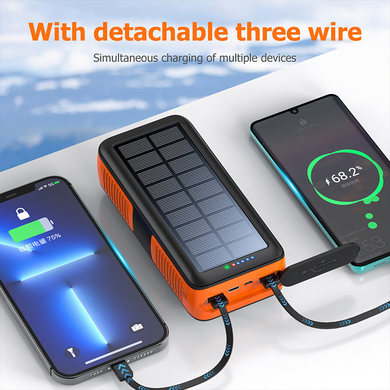 Outdoor Portable 50000mAh Solar Power Bank with Cable
