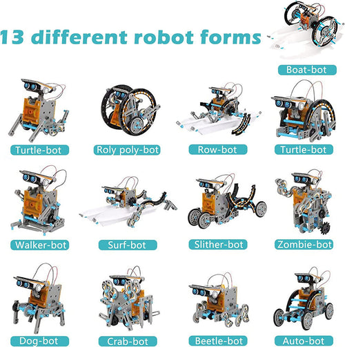 13-in-1 Solar-Powered Assembling Robot Toy Set